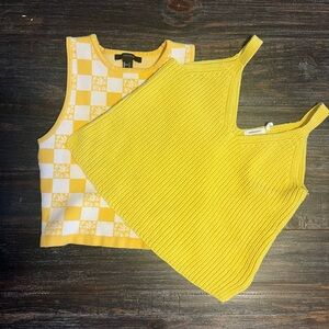 Yellow and White Checkered Tank Tops